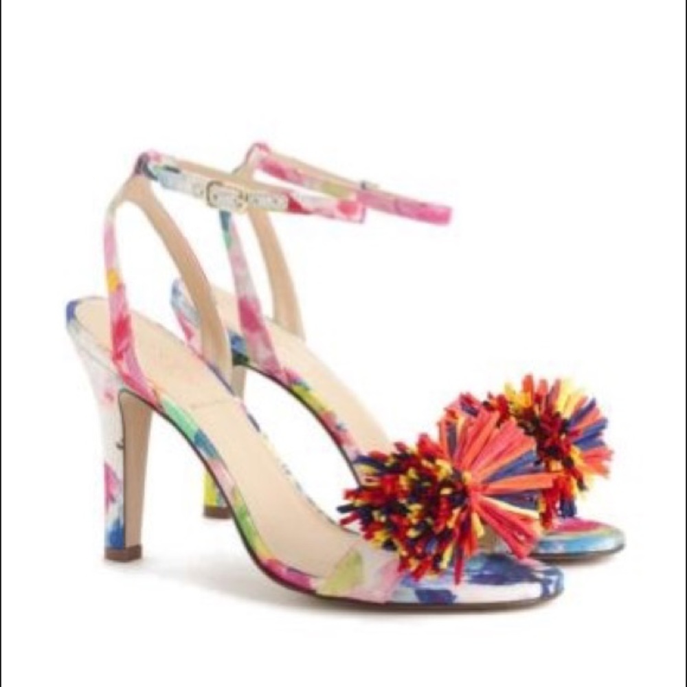 J.Crew collection colorful sandals with raffia bow